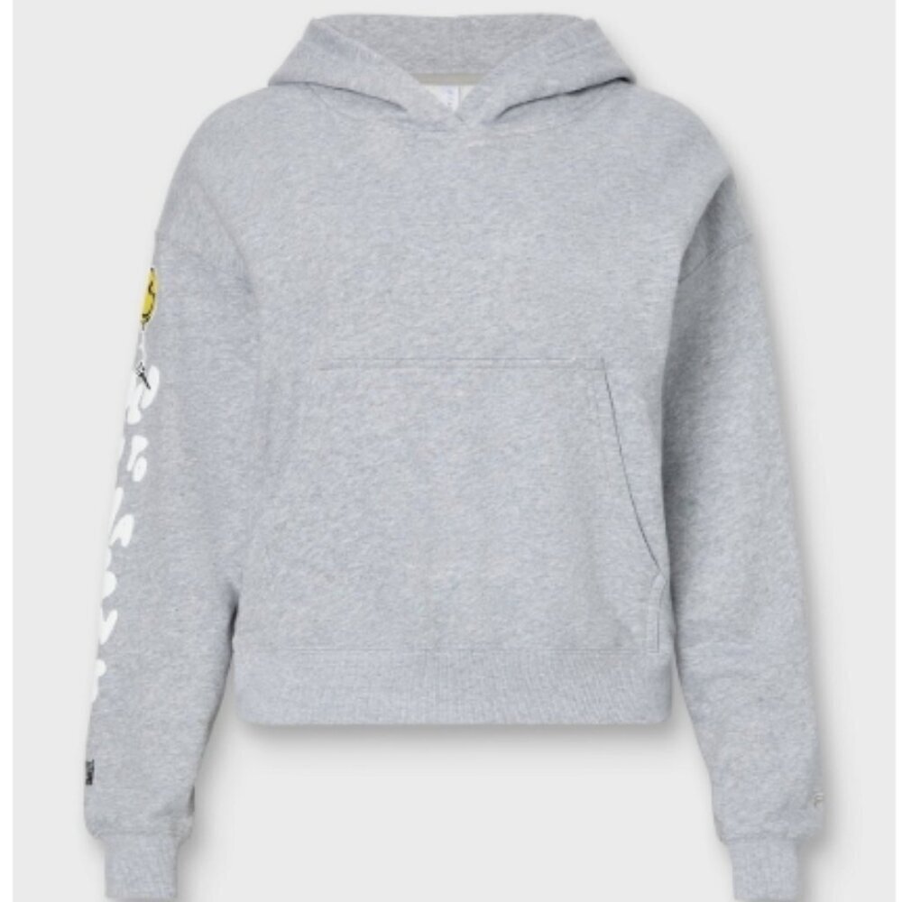 Fabletics Year Round Terry Hoodie – Classic Grey Heather/Smiley – Size S – NWT